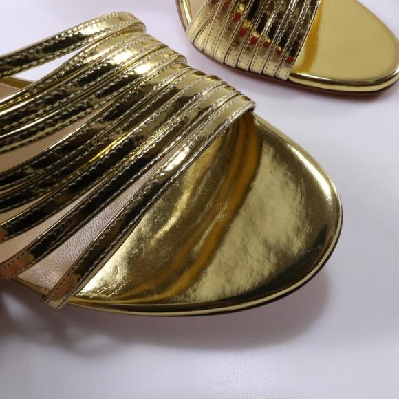 100mm Gold Norina Strappy Metallic Leather Sandals C692 - Picture 4 of 11